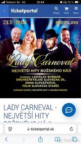 Predám 1 lístok na “Lady Karneval” Pôvodná cena 49€