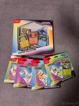 Predám pokemon prismatic evolutions binder a sticker