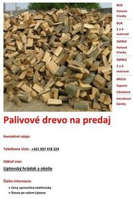 Palivové drevo na predaj