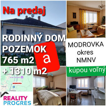 RODINNÝ DOM a POZEMOK 765m2 MODROVKA 10 km od PIEŠŤANY