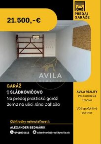 NA PREDAJ: praktická garáž 26m2 - Sládkovičovo