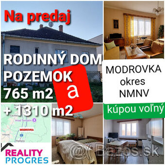 RODINNÝ DOM a POZEMOK 765m2 MODROVKA 10 km od PIEŠŤANY