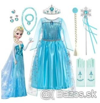 Šaty kostým princezná Elza Frozen Ľadové kráľovstvo doplnky