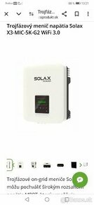 Trojfázový menič SolaX 5kW X3-MIC-5K-G2 s WiFi 3.0 modulom