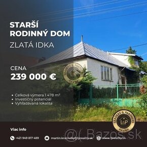 Na predaj starší rodinný dom, Zlatá Idka, 1478 m²