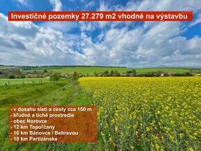 Investičný pozemok 27.279 m2 možnosť zástavby, dosah sietí a