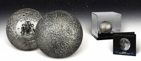 MOON SPHERICAL 3D Planet 3 Oz Silver Coin - 1