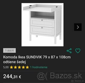 Prebaľovacia komoda ikea