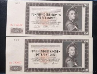 500 korun 1942 II.vydani,serie Ea, top stav UNCPostupkaR - 1