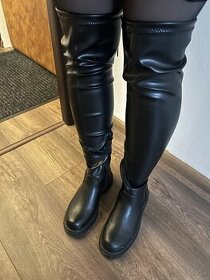Čierne dámske čižmy nad kolená - 1