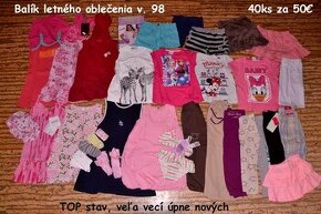 BALÍK oblečenie TOP stav, pre dievča v.98 na leto 40ks/50€