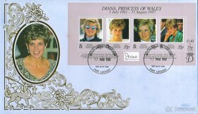 Poštové známky, filatelia: Anglicko, Lady Diana, FDC obálky