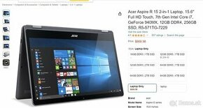 Predám notebook Acer Aspire R 15 - 1