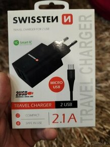 Nabijacka na 2x USB + micro USB kablik 10e zabalena