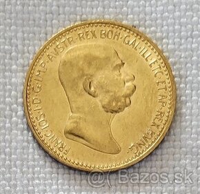 Zlatá rakúska 10 koruna FJI, 1908 bz, jubilejka