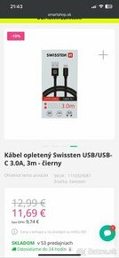 SWISSTEN USB C 3.1 kábel 3 m