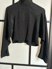 H&M blouse- black crop crepe blouse