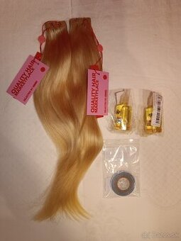 Tape in vlasy na páskach blond 40 cm