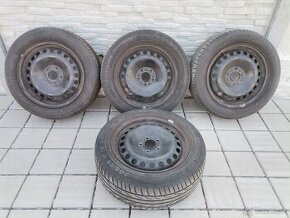 Plechové disky 5x108 R16 + 205/55 R16 letné pneumatiky - 1