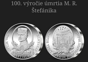 100. výročie úmrtia M. R. Štefánika - stri9rna medaila