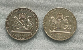 Strieborne mince - Toliar Bremen 1865 B - spolkove strelby