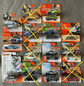 Matchbox rôzne - Mercedes, BMW, Bugatti, Porsche, Volkswagen