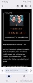 Predam 2 listky na Cosmic Gate do Ministry