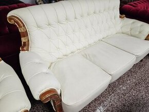 CHESTERFIELD SEDAČKA,ŠTÝLOVA S DREVOM,NEROZŤAHOVACIA