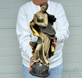 Dřevěná socha Panna Marie Neposkvrněná polychromie
