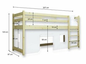 Detská vyvýšená posteľ s bunkrom - 1