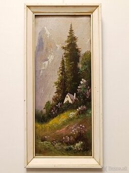 Obraz - Vysoké Tatry, originální olejomalba na desce 40x2 - 1