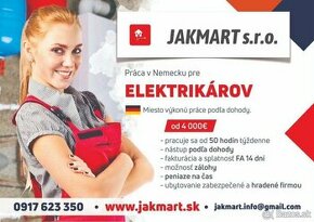 PRÁCA NEMECKO ELEKTRIKÁRI -JAKMART s.r.o.