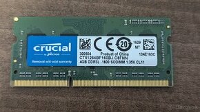 Crucial 4GB RAM DDR3 1600MHz CL11 do notebooku