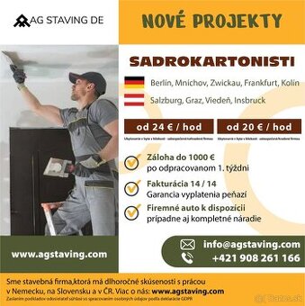 Sadrokartonista dlhodobé projekty Nemecko a Rakúsko