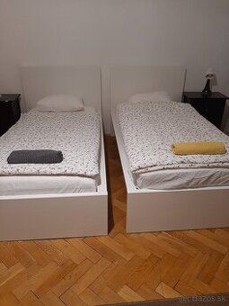 predám postele 2 ks MALM IKEA 90cm + rošt 20 eur