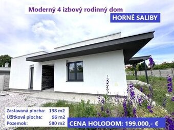 4 izbový rodinný dom 111m2, pozemok 580 m2 Horné Saliby