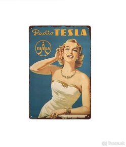 TESLA, národní podnik (dobová reklama) - cedule plechová