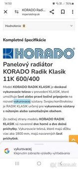 Korado radyk klasika 600/400