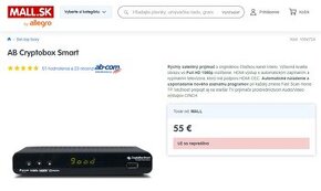 AB Cryptobox Smart Skylink prijímač, a satelit s káblami