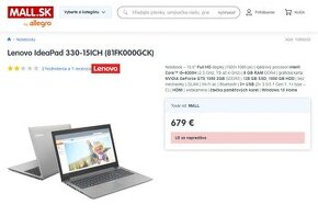 Lenovo 330, i5-8300H, GTX 1050, 15" FHD, zľava -70%