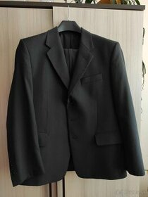 Pánsky sivý pásikavý oblek - 1