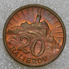 Mince: 20 Halierov 1941 R UNC stav -Slovenský štát 1939-1945