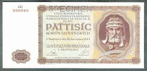 Staré bankovky Slovensko 5000 sk 1944 bezvadný stav - 1