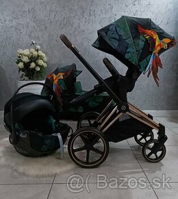 RARITNÁ TROJKOMBINÁCIA CYBEX ROSEGOLD PRIAM BIRDS