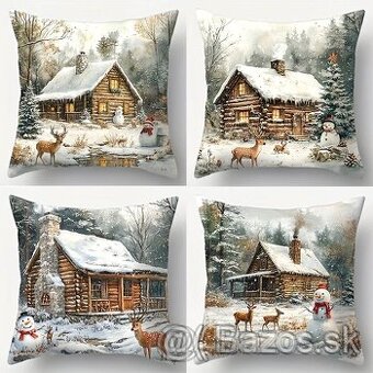 SET-4ks KRASNE OBLIEČKY NA VANKUŠE-ZRUBY-45x45cm-NOVE