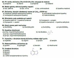 LF UPJŠ- Prijímačkové testy- BIO + CHEM