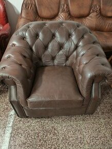 CHESTERFIELD ŠTÝL,KOŽENÁ 3+2+1