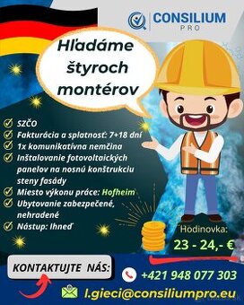 Hľadáme montérov na jednoduché montáže.