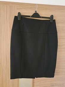 Čierna sukňa pod kolená so širokým pásom - 1