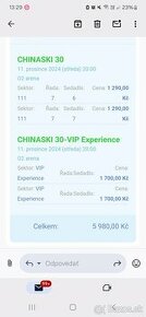 VIP lístky na koncert Chinaski v O2 Aréne